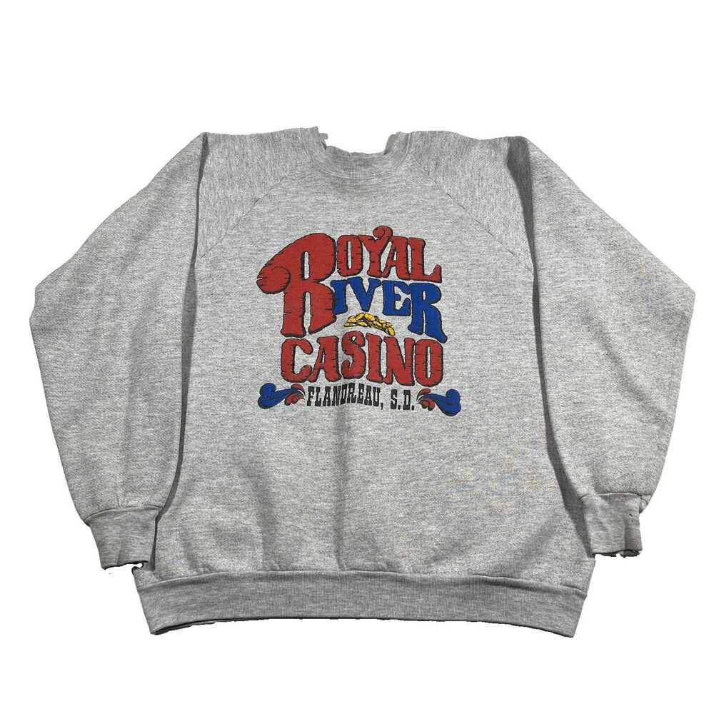 Vintage 90s Royal River Casino Crewneck Sweatshirt XXL Gray Flandreau SD USA